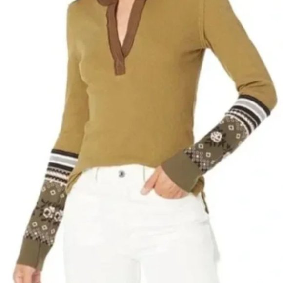 NWT Free People Mikah Layering Thermal Cuff / Army Combo - Picture 3 of 4